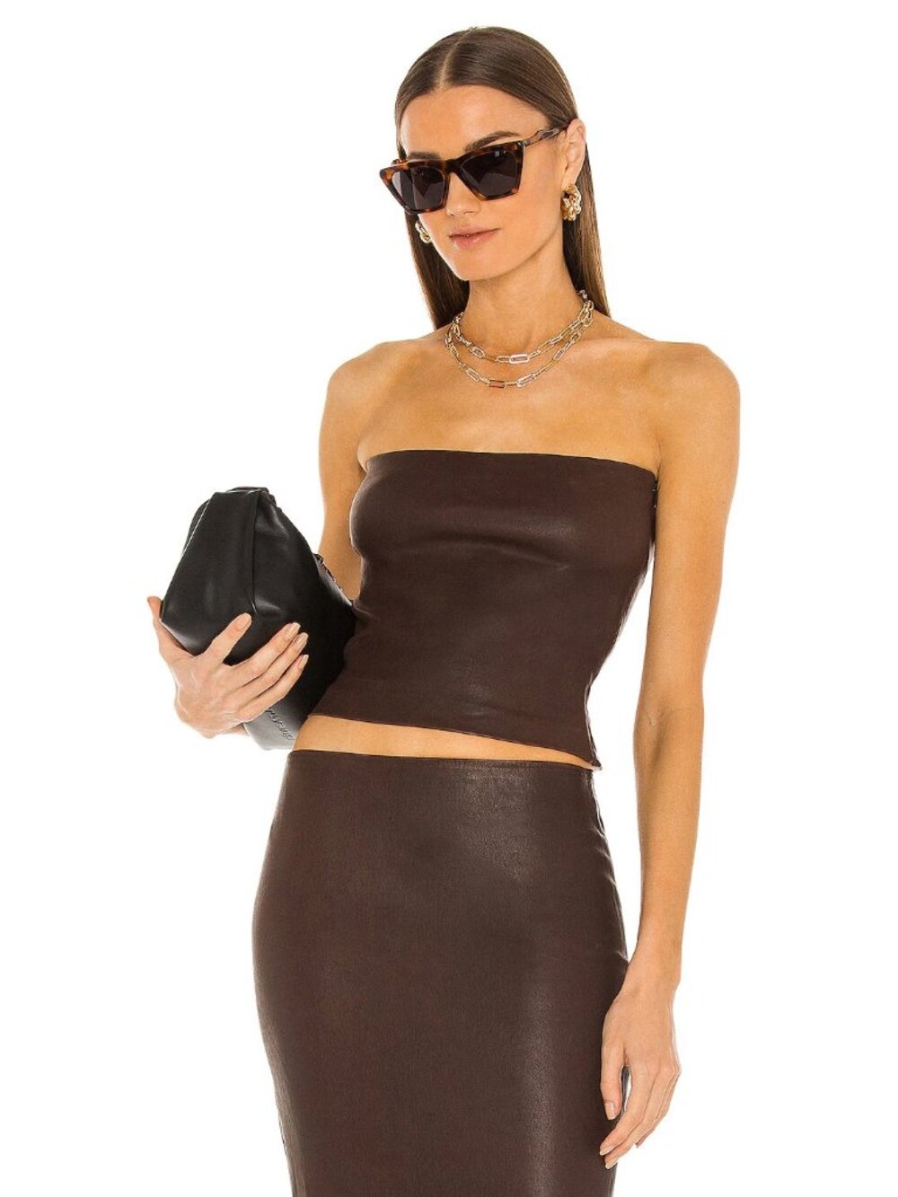 SPRWMN Bandeau Top in Dark Chocolate Brown